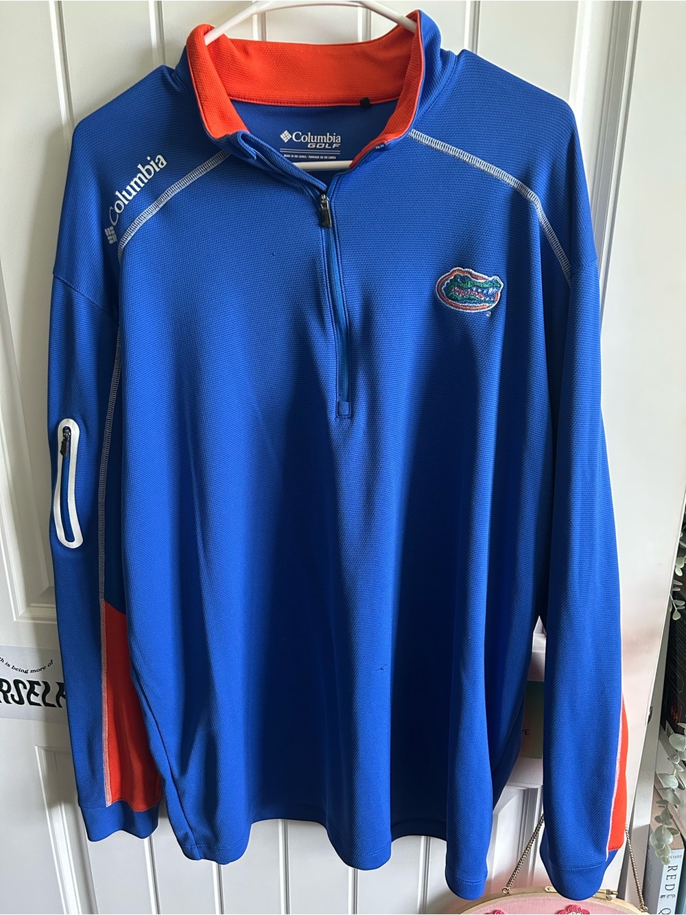 Columbia Blue and Orange Quarter-Zip Golf Pullover